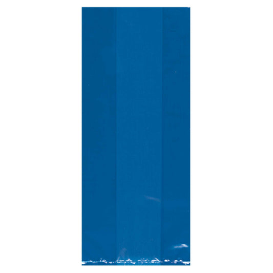 Bright Royal Blue Small Cello Party Bags - 4in x 9.5in x 2in - 25ct