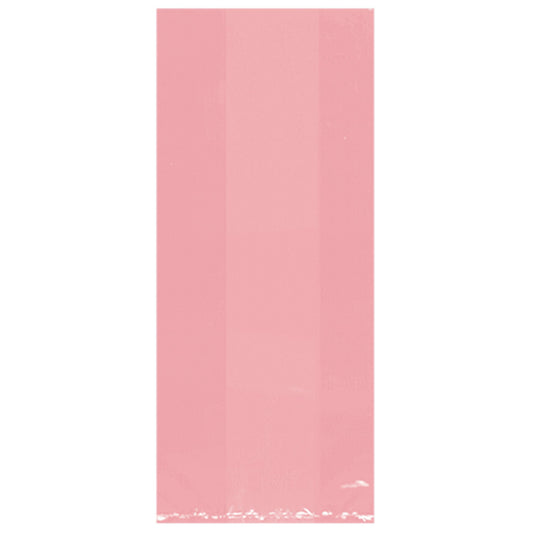 New Pink Small Cello Party Bags - 4in x 9.5in x 2in - 25ct