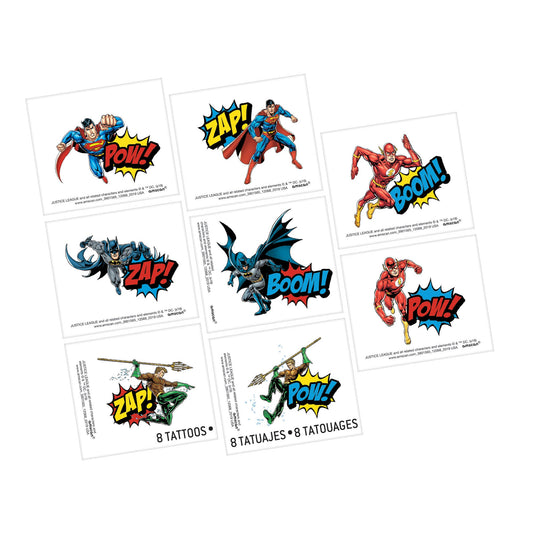 Justice League Heroes Unite Tattoos 8ct