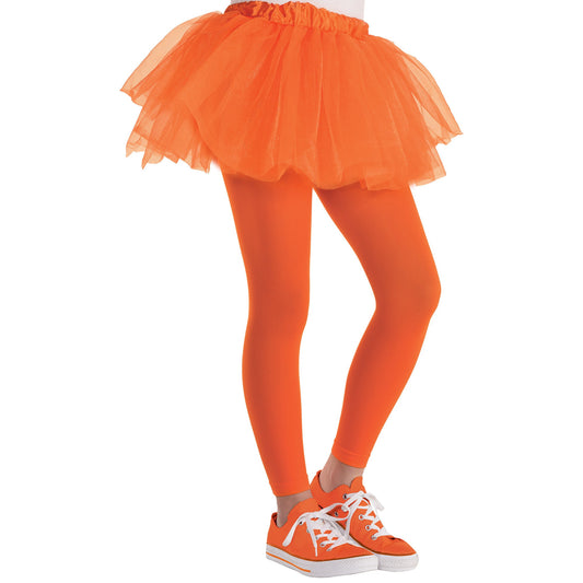 Orange Footless Tights - Child