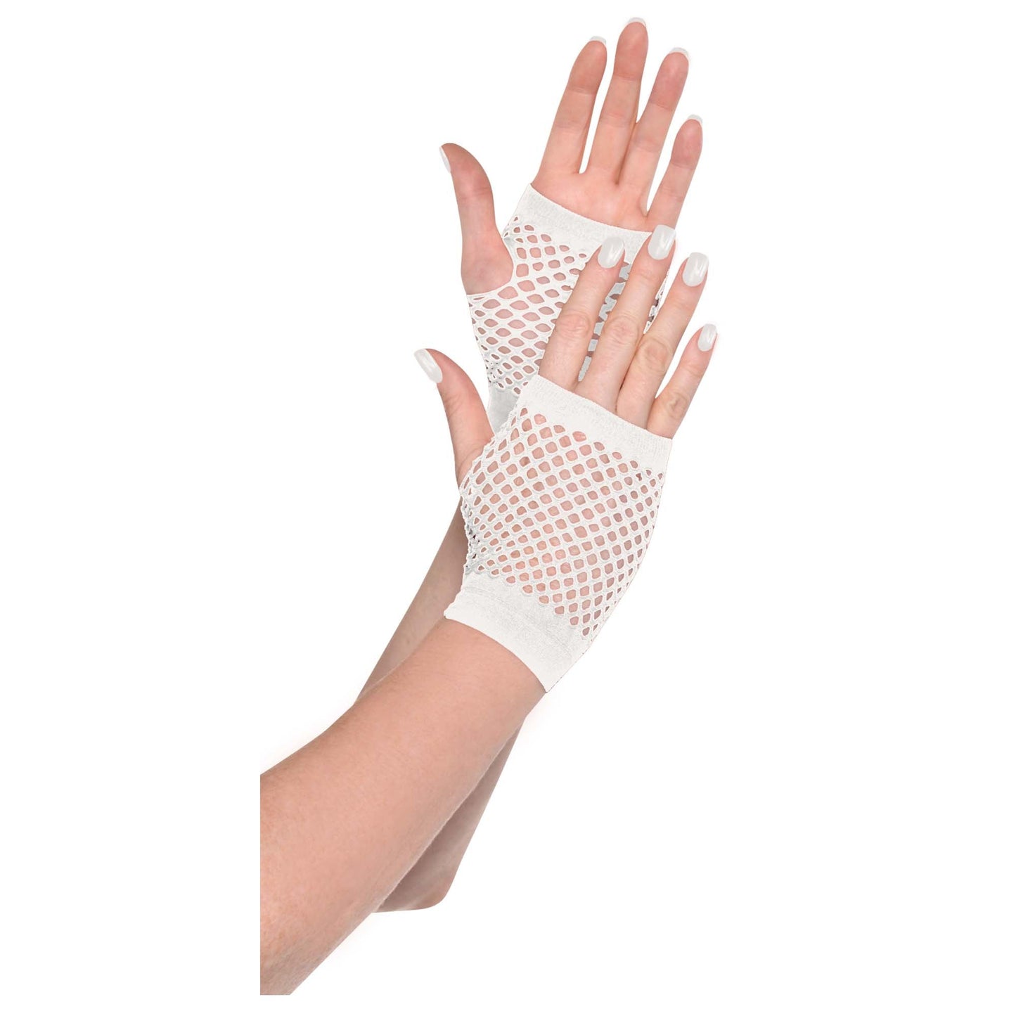 White Short Fishnet Gloves