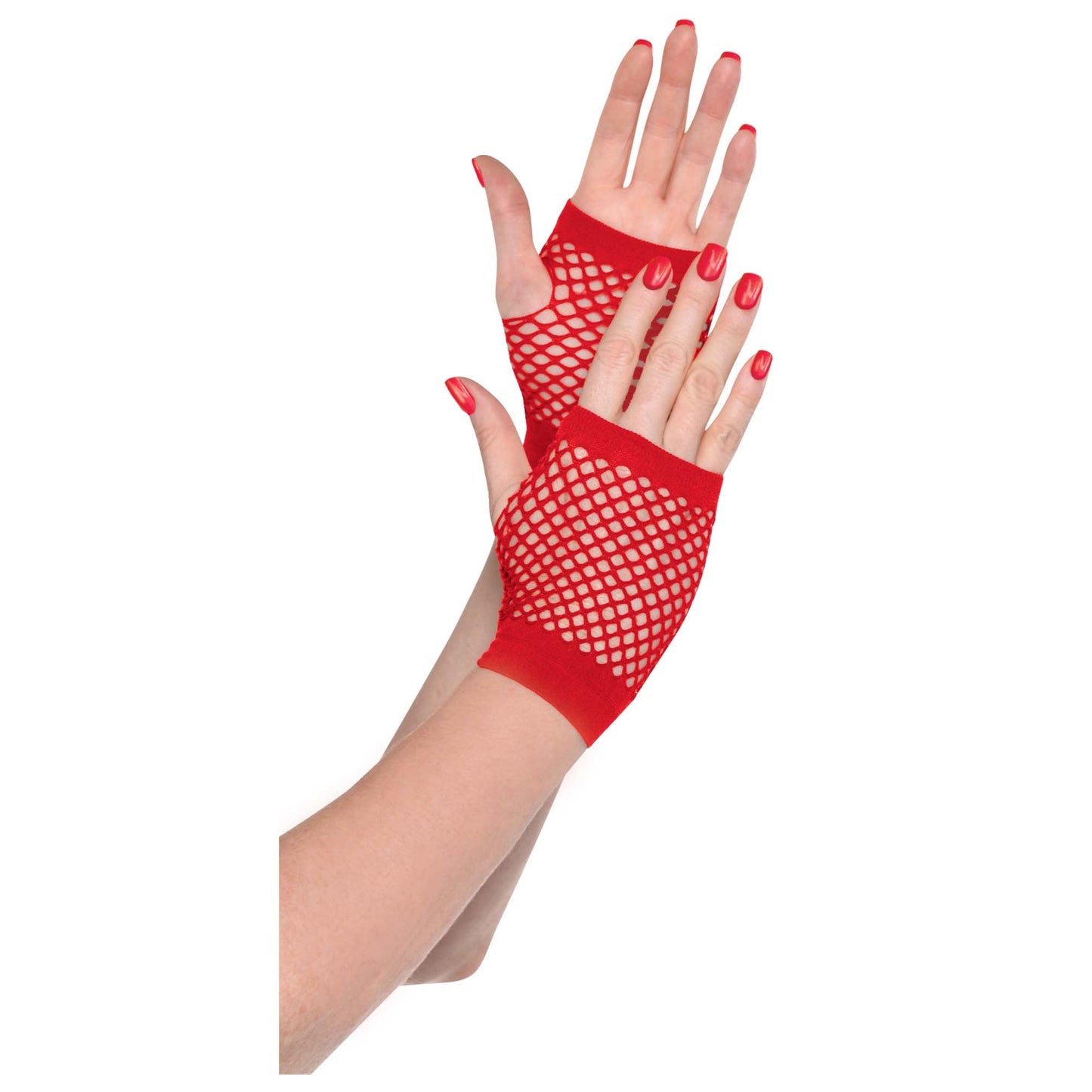 Red Short Fishnet Gloves