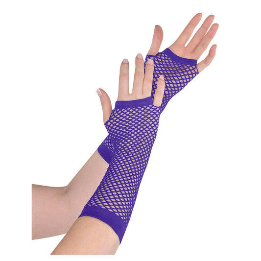 Purple Long Fishnet Gloves