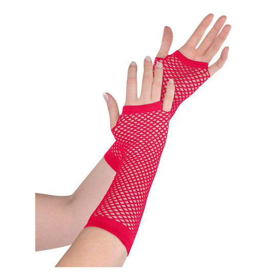 Red Long Fishnet Gloves