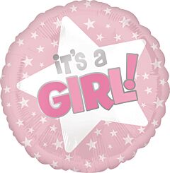 #581 It's a Girl Pink Star Fit 18in Printed Mylar