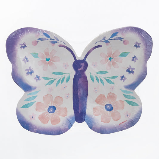 Flutter 7in Butterfly Shaped Plates 8ct