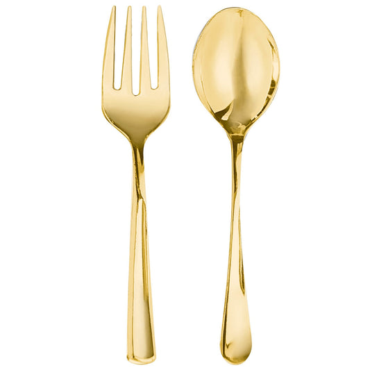 Gold Serving Spoon & Fork Asst.