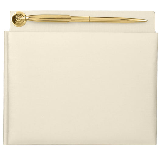 Ivory Pearlized Guest Book with Gold Electroplated Pen