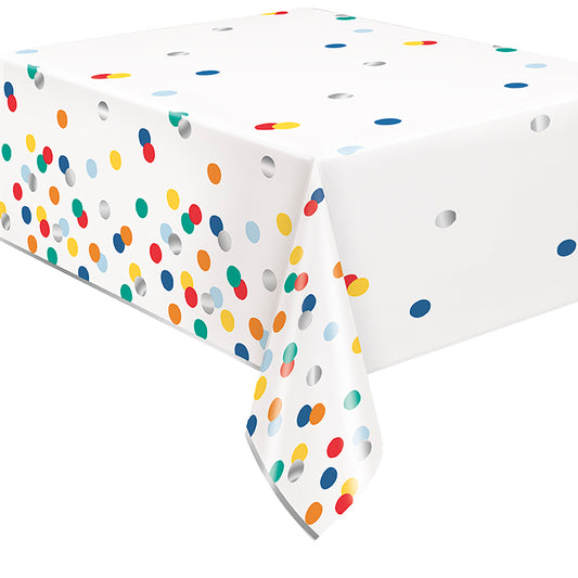 Happy Birthday Dots Rectangular Foil Table Cover 54 x 84