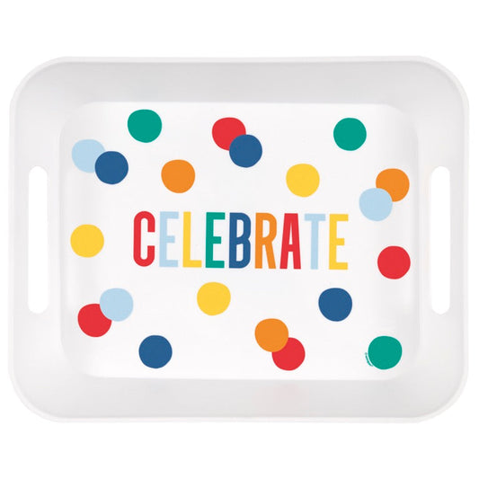 Happy Birthday Dots Plastic Serving Tray