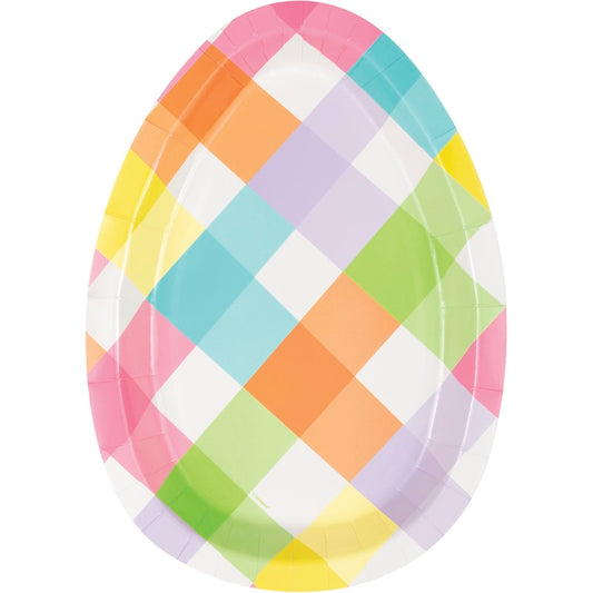 Eggcellent Easter Egg Shaped 12in Plates 8ct