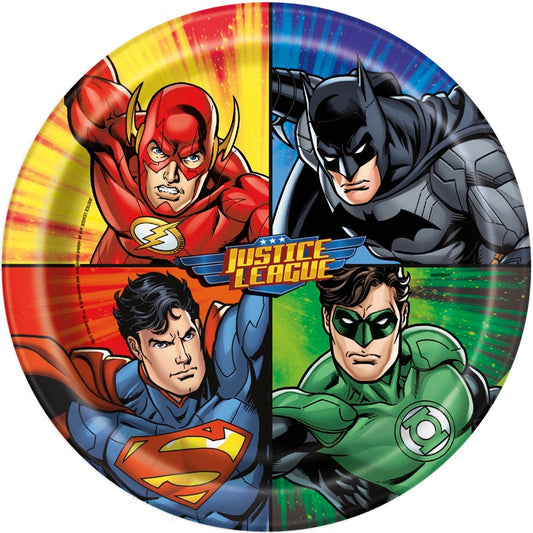 Justice League 9in Plates 8ct