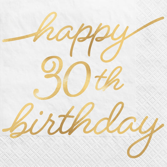 Golden Age Birthday 30th Beverage Napkins 16ct