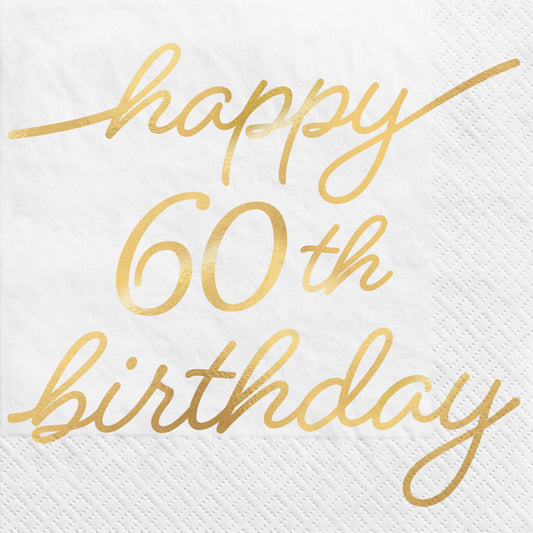 Golden Age Birthday 60th Beverage Napkins 8ct