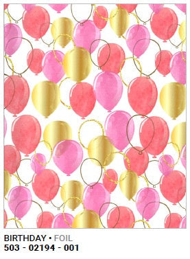 Roll Wrap Birthday Balloons Gold/Pink 30in x 5ft