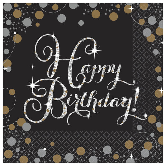 Sparkling Celebration Lunch Napkins, Happy Birthday 16ct