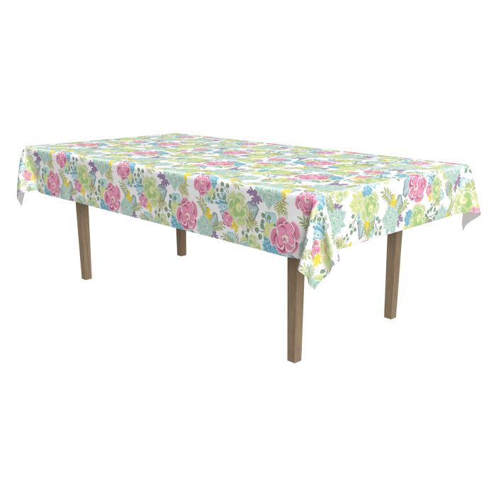 Succulents Plastic Table Cover 54in x 108in