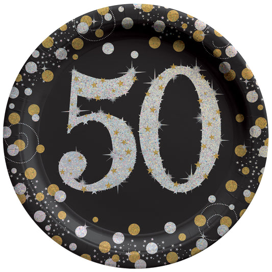 Sparkling Celebration 50 7in Round Plates 8ct