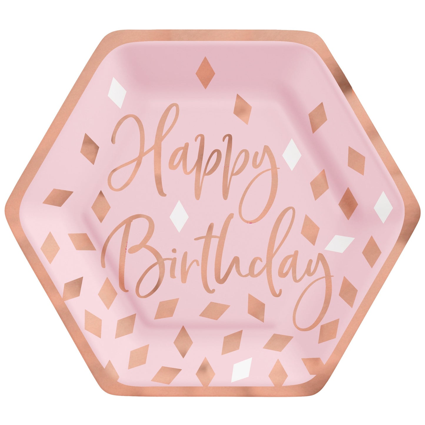 Blush Birthday 7in Hexagon Plate Metallic 8ct