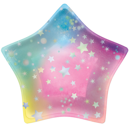 Luminous 7in Iridescent Star Shaped Plates 8ct