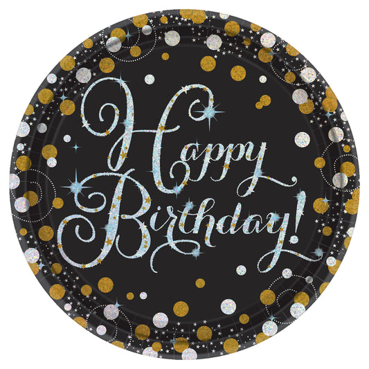 Sparkling Celebration 9in Round Plates Happy Birthday 8ct