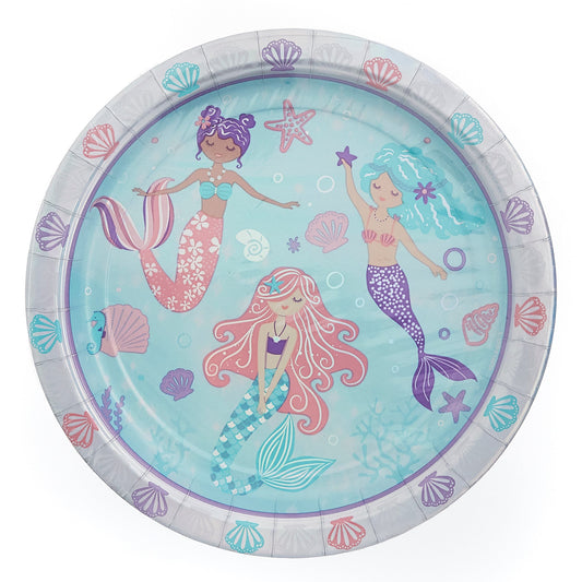 Shimmering Mermaids 9in Iridescent Round Plates 8ct