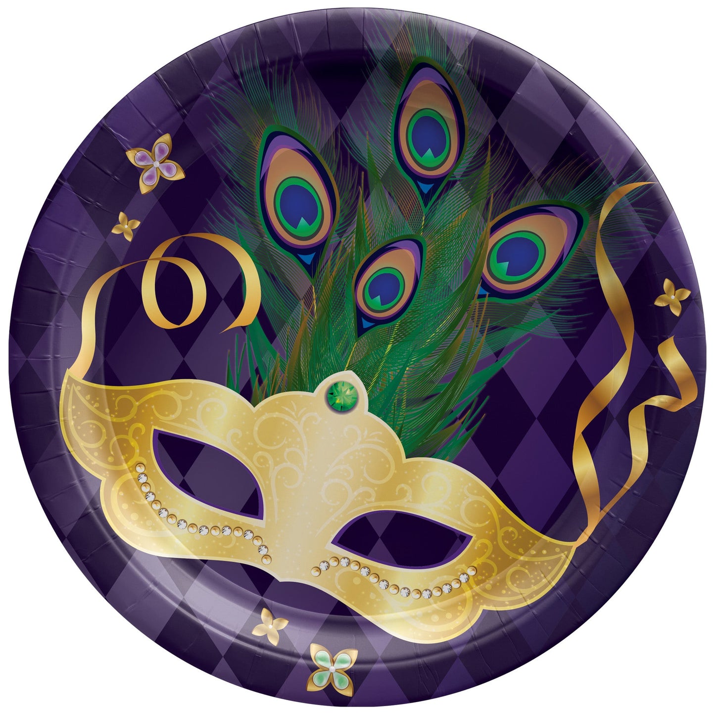 Mardi Gras Masquerade 9in Round Plates 8ct