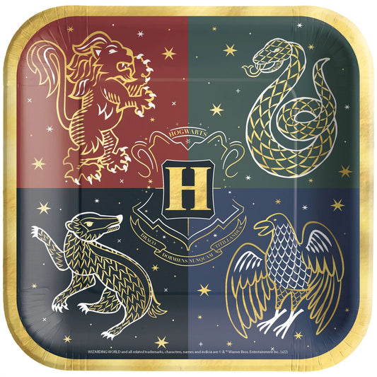 Harry Potter Hogwarts United 9in Metallic Plate Squares 8ct