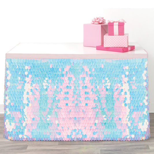 Luminous Iridescent Sequin Table Skirt