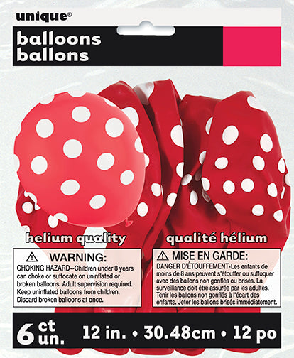 Polka Dots 12in Latex Balloons 6ct