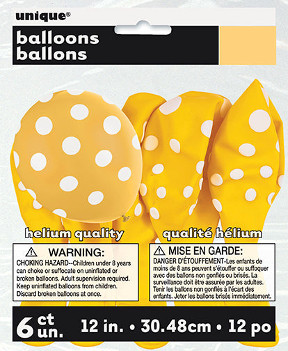 Polka Dots 12in Latex Balloons 6ct