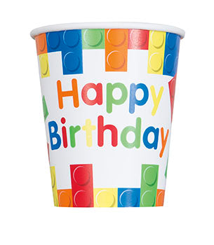 Building Blocks Birthday 9oz Paper Cups 8ct