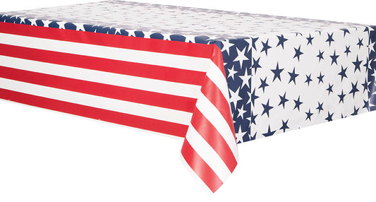 Stars and Stripes Rectangular Plastic Table Cover 54in x 84in