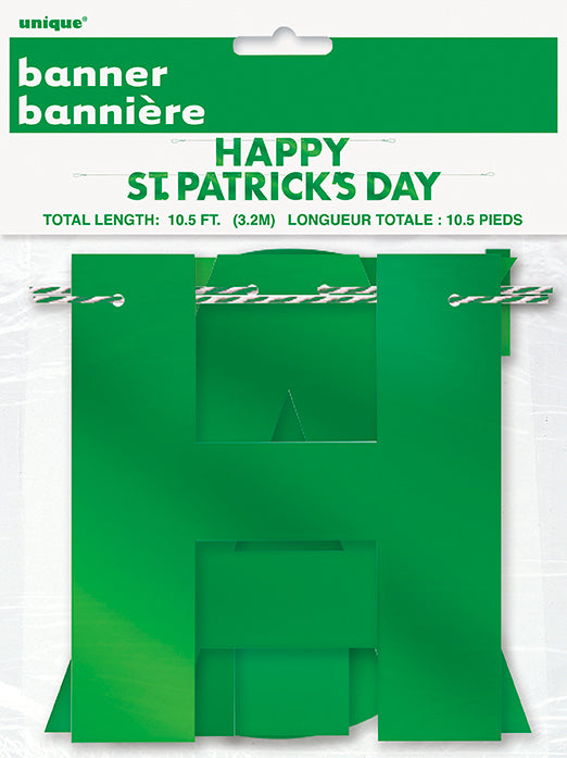 Foil Happy St. Patrick's Day Letter Banner 10.5ft 2pc