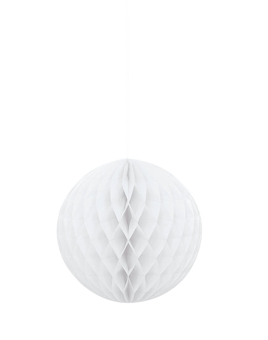 White Solid 8in Honeycomb Ball