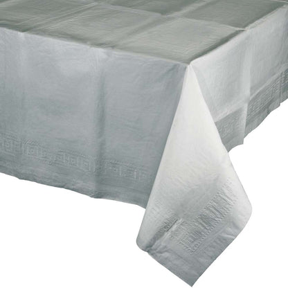 Rectangle Paper Table Cover - Silver 54"x108"