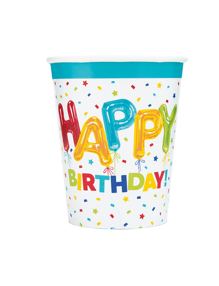 Happy Balloon Birthday 9oz Paper Cups 8ct