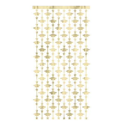 Golden Star Graduation Grad Caps Photo Booth Backdrop 39in x 79in