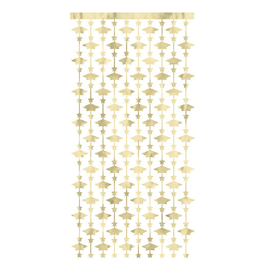 Golden Star Graduation Grad Caps Photo Booth Backdrop 39in x 79in