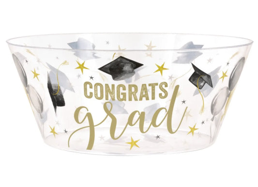 Golden Star Graduation "Congrats Grad" Plastic Serving Bowl