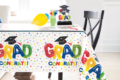 Letter Balloon Grad Rectangular Plastic Table Cover 54in x 84in