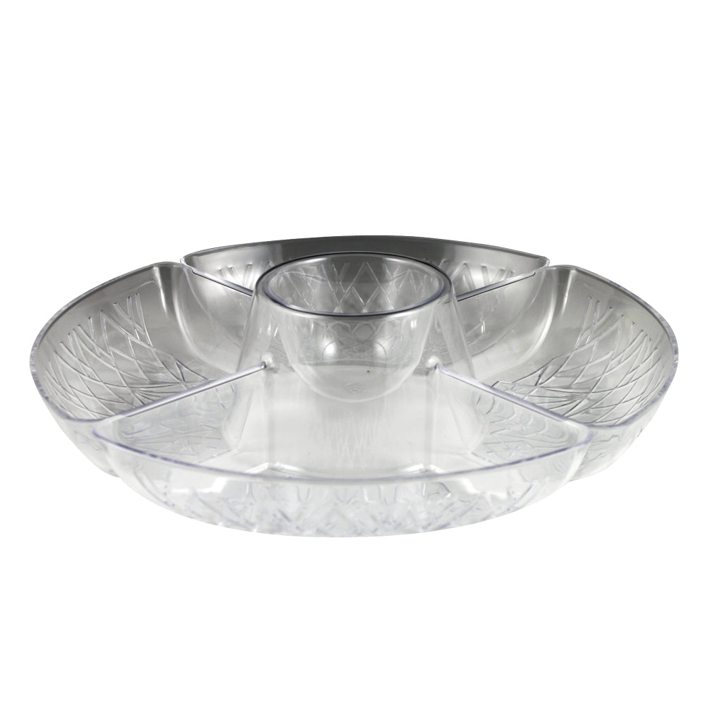 Crystalware Clear 4 Compartment Plastic Lazy Susan Tray 16in