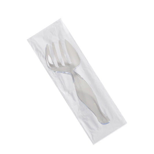 Clear 8.5" Wrapped Plastic Serving Fork