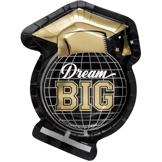 Starry Graduation "Dream Big" 8.5in x 9in Shaped Plates 8ct