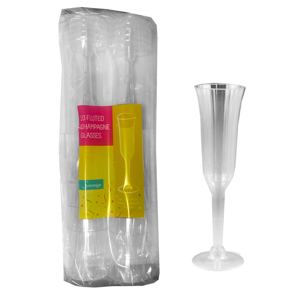 5oz Fluted Plastic Champagne Glasses 2-Piece 10ct