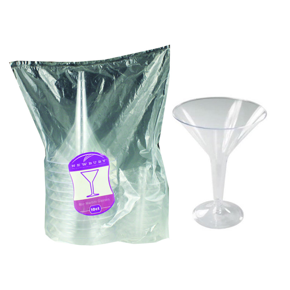 Clear Plastic Martini Glasses 10ct