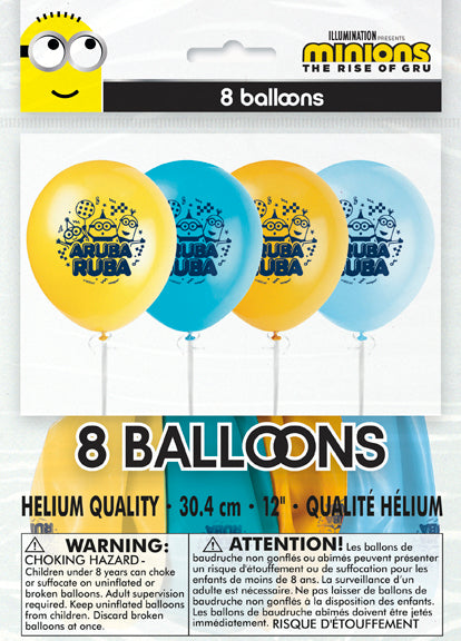 Minions 2 12in Latex Balloons 8ct