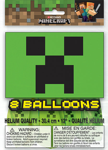 Minecraft 12in Latex Balloons 8ct