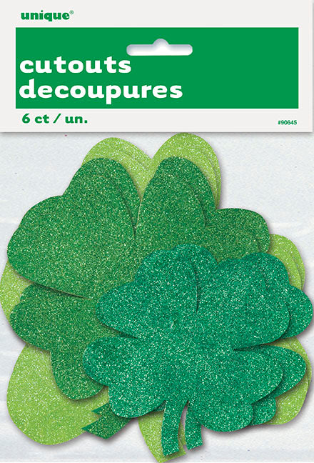 Mini Glitter Shamrock Cutouts 6pc