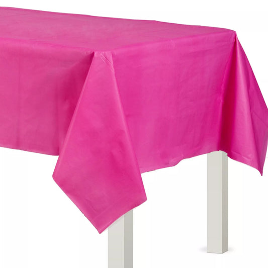 Bright Pink Plastic Rectangle Table Cover 54x108